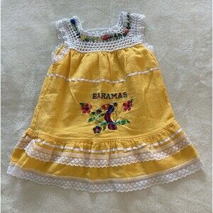 Bahamas Baby Girl Dress Sze 2 Ruffle Embroidered Lace Toucan Vacation Cruise Y2k